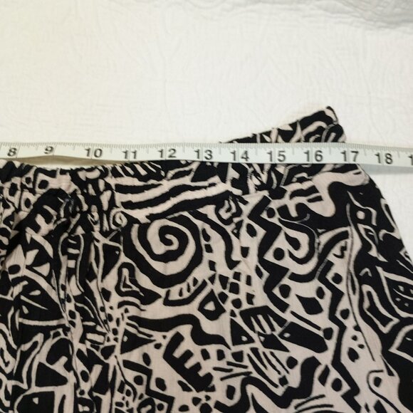 Robert Louis Pants Wide Leg Womens Abstract Print Palazzo Size Xl Black White - Picture 6 of 8